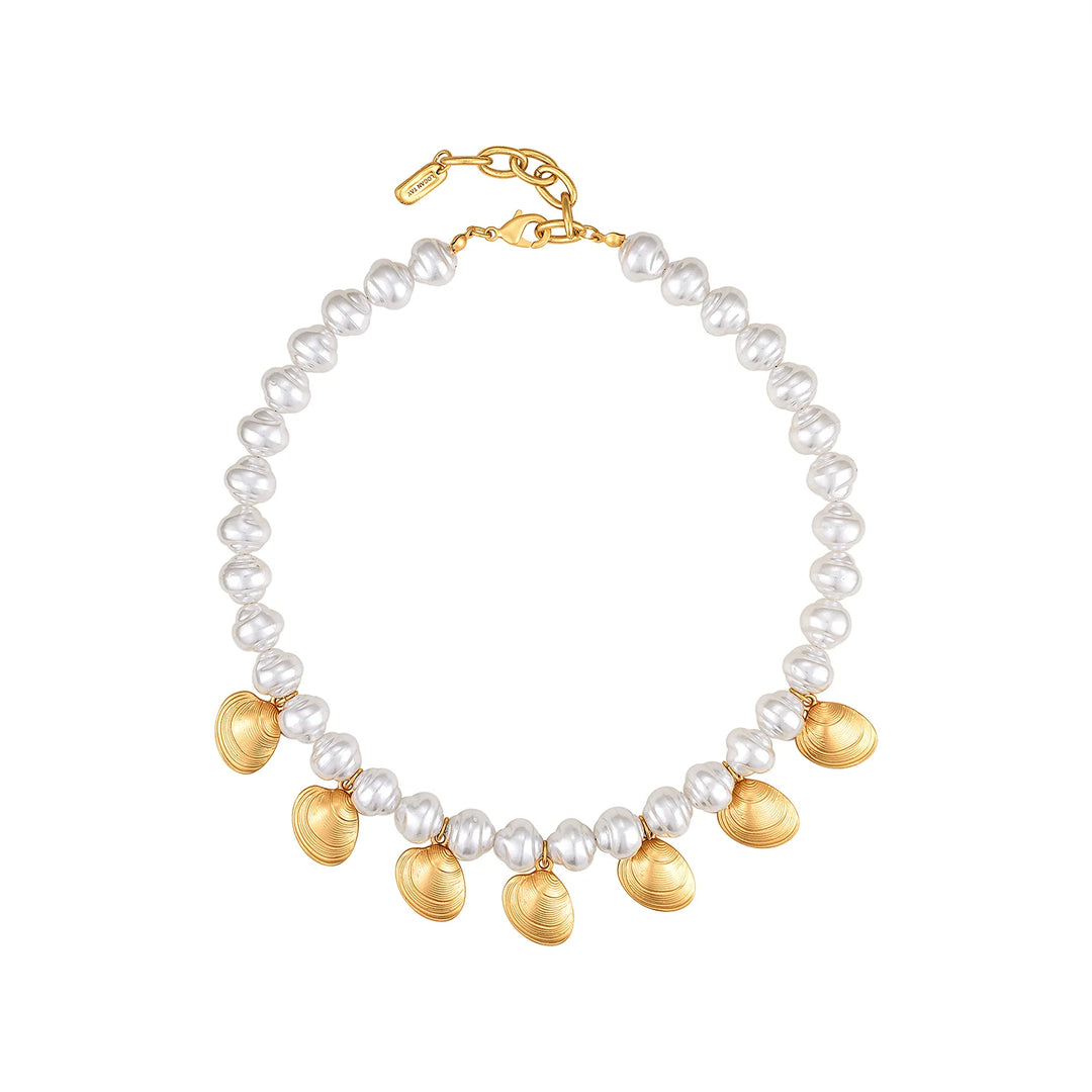 Jumbo Gold Shell Pearl Necklace